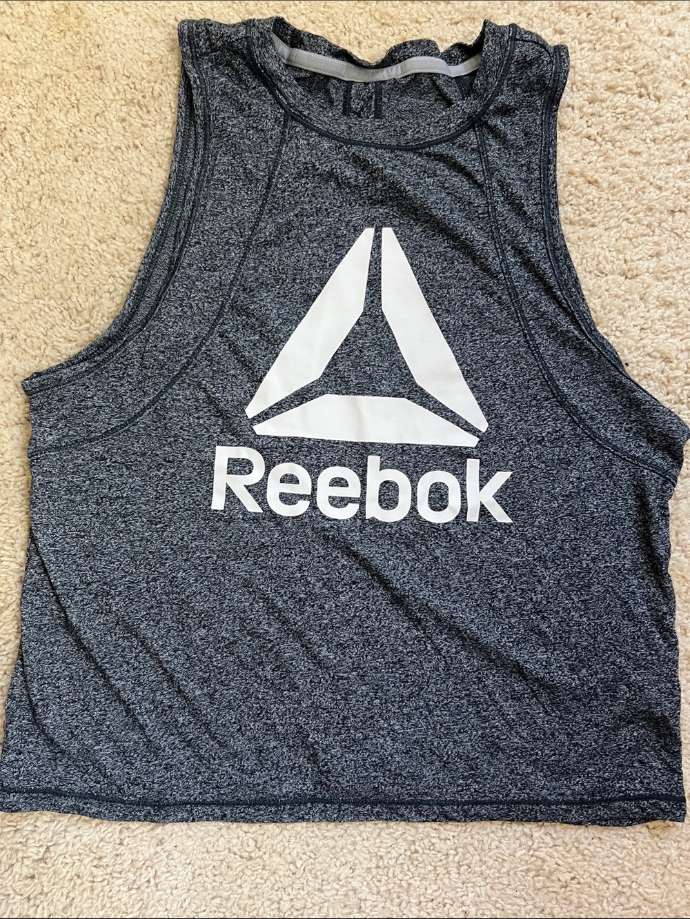 Reebok Dark Gray Heathered Performance Tank with White Logo XS